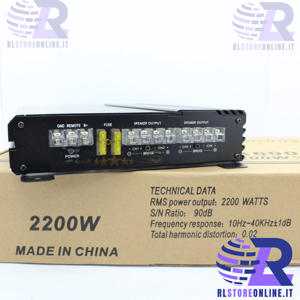 Amplificatore professionale per auto BA690-4 canali 2200W max 